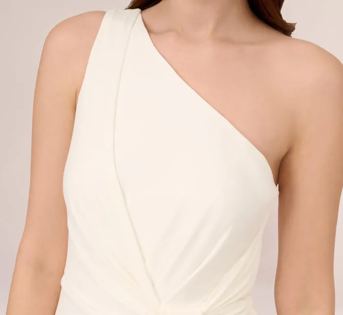 Adrianna Papell One Shoulder Dress With Draped Waist Detail In Ivory Ivory Women Simple Wedding Dresses Adrianna Papell One Shoulder Dress With Draped Waist Detail In Ivory Ivory Women Simple Wedding Dresses