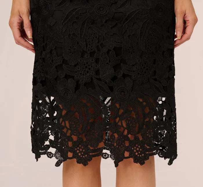 Adrianna Papell One Shoulder Lace Sheath Dress With Bow Accent In Black Black Women Midi Dresses Adrianna Papell One Shoulder Lace Sheath Dress With Bow Accent In Black Black Women Midi Dresses
