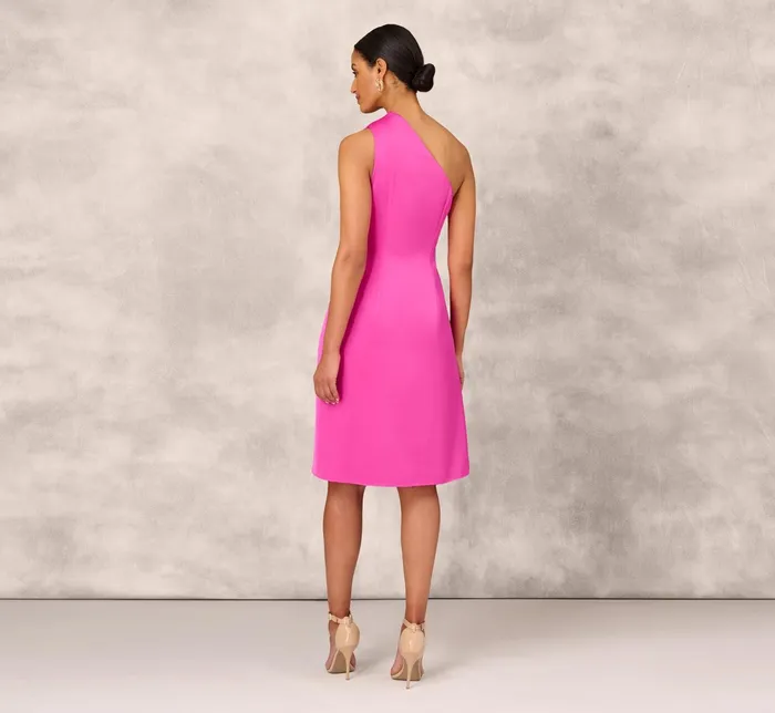 Adrianna Papell One Shoulder Midi Dress With Pleated Details In Magenta Magenta Women Midi Dresses Adrianna Papell One Shoulder Midi Dress With Pleated Details In Magenta Magenta Women Midi Dresses