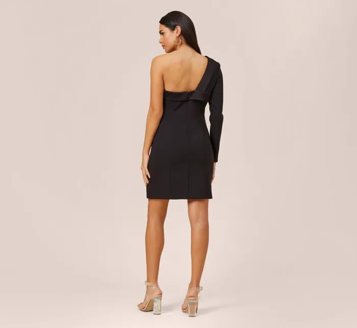 Adrianna Papell OneShoulder Stretch Crepe Tuxedo Short Sheath Cocktail Dress In Black Black Women Short Dresses Adrianna Papell OneShoulder Stretch Crepe Tuxedo Short Sheath Cocktail Dress In Black Black Women Short Dresses