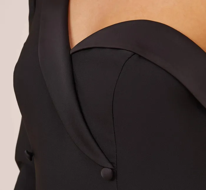 Adrianna Papell OneShoulder Stretch Crepe Tuxedo Short Sheath Cocktail Dress In Black Black Women Short Dresses Adrianna Papell OneShoulder Stretch Crepe Tuxedo Short Sheath Cocktail Dress In Black Black Women Short Dresses