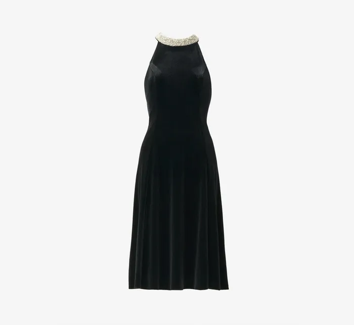 Adrianna Papell Pearl Trim Velvet FitAndFlare MidiLength Dress In Black Black Women Cocktail Dresses Adrianna Papell Pearl Trim Velvet FitAndFlare MidiLength Dress In Black Black Women Cocktail Dresses
