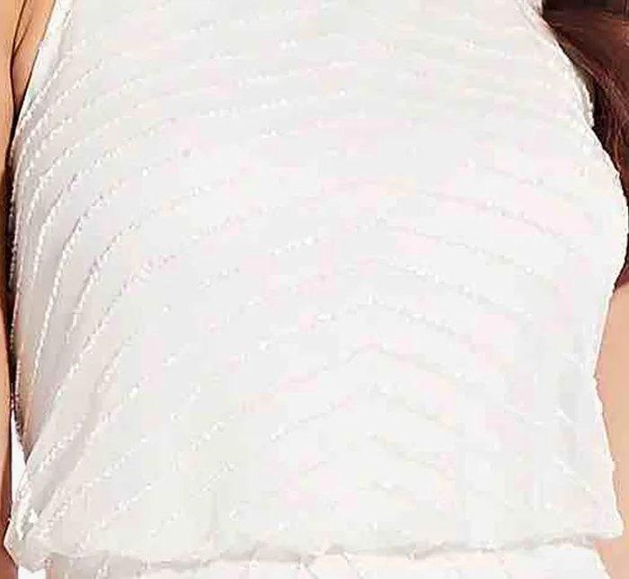 Adrianna Papell Plus Size Art Deco Cocktail Dress With Halter Neck In Ivory Ivory Women Short Wedding Dresses Adrianna Papell Plus Size Art Deco Cocktail Dress With Halter Neck In Ivory Ivory Women Short Wedding Dresses