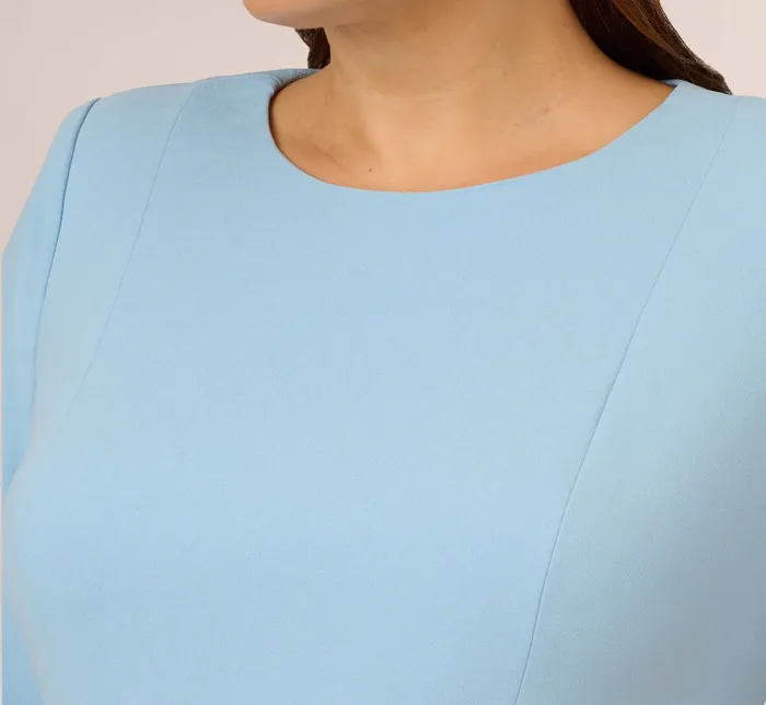 Adrianna Papell Plus Size Bow Sheath Dress With Three Quarter Sleeves In Blue Mist Blue Mist Women Day Dresses Adrianna Papell Plus Size Bow Sheath Dress With Three Quarter Sleeves In Blue Mist Blue Mist Women Day Dresses