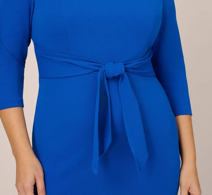 Adrianna Papell Plus Size Bow Sheath Dress With Three Quarter Sleeves In Violet Cobalt Violet Cobalt Women Day Dresses Adrianna Papell Plus Size Bow Sheath Dress With Three Quarter Sleeves In Violet Cobalt Violet Cobalt Women Day Dresses