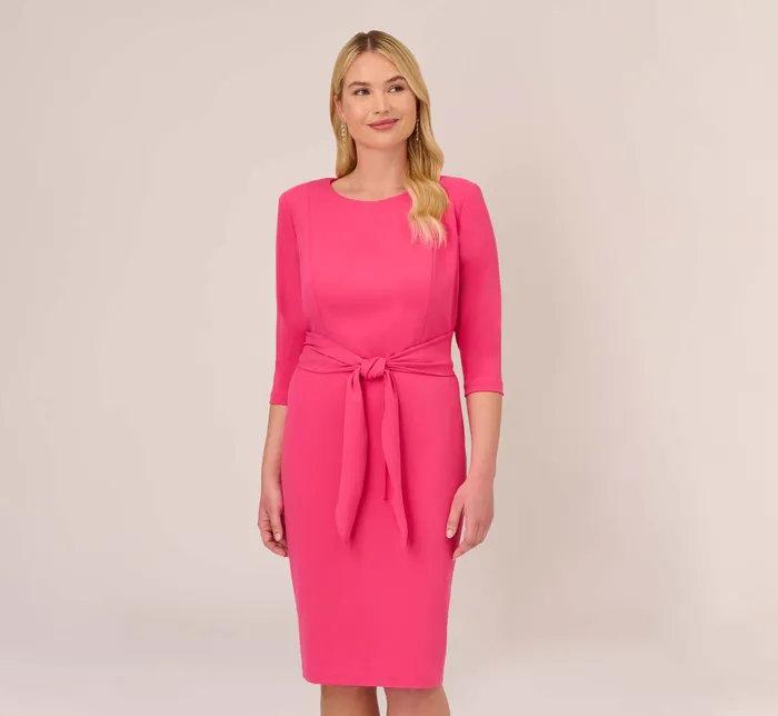 Adrianna Papell Plus Size Bow Sheath Dress With Three Quarter Sleeves In Watermelon Bliss Watermelon Bliss Women Day Dresses Adrianna Papell Plus Size Bow Sheath Dress With Three Quarter Sleeves In Watermelon Bliss Watermelon Bliss Women Day Dresses