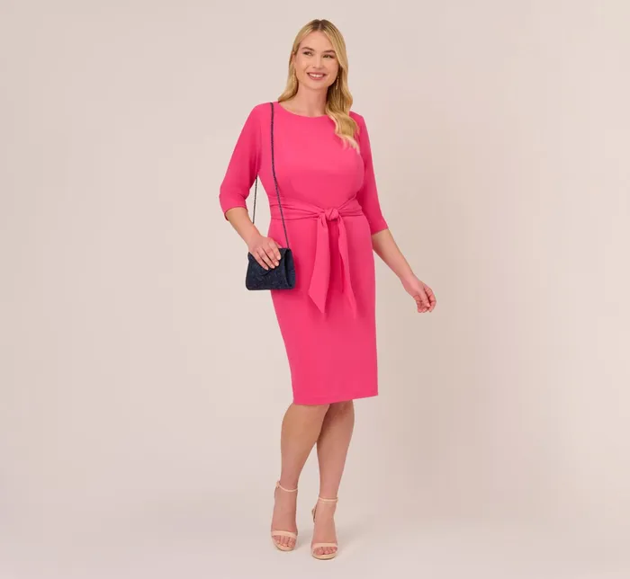 Adrianna Papell Plus Size Bow Sheath Dress With Three Quarter Sleeves In Watermelon Bliss Watermelon Bliss Women Day Dresses Adrianna Papell Plus Size Bow Sheath Dress With Three Quarter Sleeves In Watermelon Bliss Watermelon Bliss Women Day Dresses