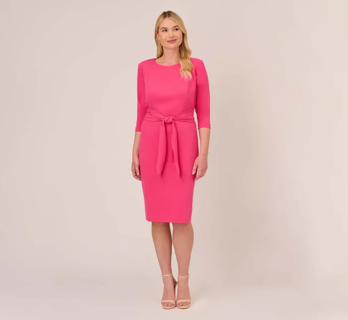Adrianna Papell Plus Size Bow Sheath Dress With Three Quarter Sleeves In Watermelon Bliss Watermelon Bliss Women Day Dresses Adrianna Papell Plus Size Bow Sheath Dress With Three Quarter Sleeves In Watermelon Bliss Watermelon Bliss Women Day Dresses