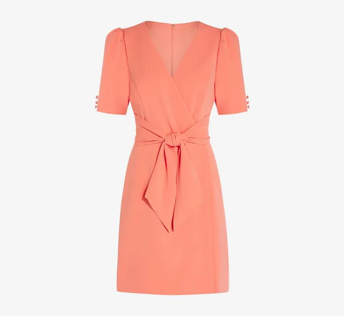 Adrianna Papell Plus Size Crepe TieFront ALine Short Wrap Dress In Peach Blossom Peach Blossom Women Day Dresses Adrianna Papell Plus Size Crepe TieFront ALine Short Wrap Dress In Peach Blossom Peach Blossom Women Day Dresses