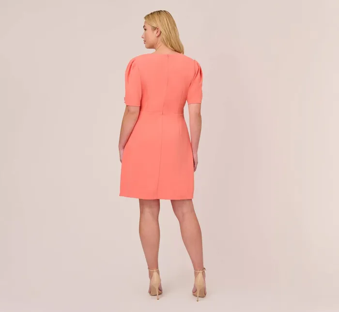 Adrianna Papell Plus Size Crepe TieFront ALine Short Wrap Dress In Peach Blossom Peach Blossom Women Day Dresses Adrianna Papell Plus Size Crepe TieFront ALine Short Wrap Dress In Peach Blossom Peach Blossom Women Day Dresses