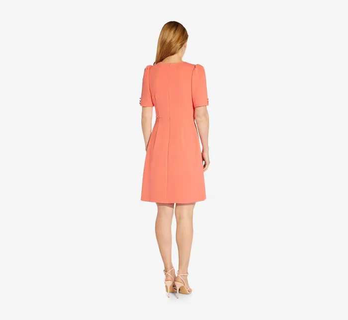 Adrianna Papell Plus Size Crepe TieFront ALine Short Wrap Dress In Peach Blossom Peach Blossom Women Day Dresses Adrianna Papell Plus Size Crepe TieFront ALine Short Wrap Dress In Peach Blossom Peach Blossom Women Day Dresses