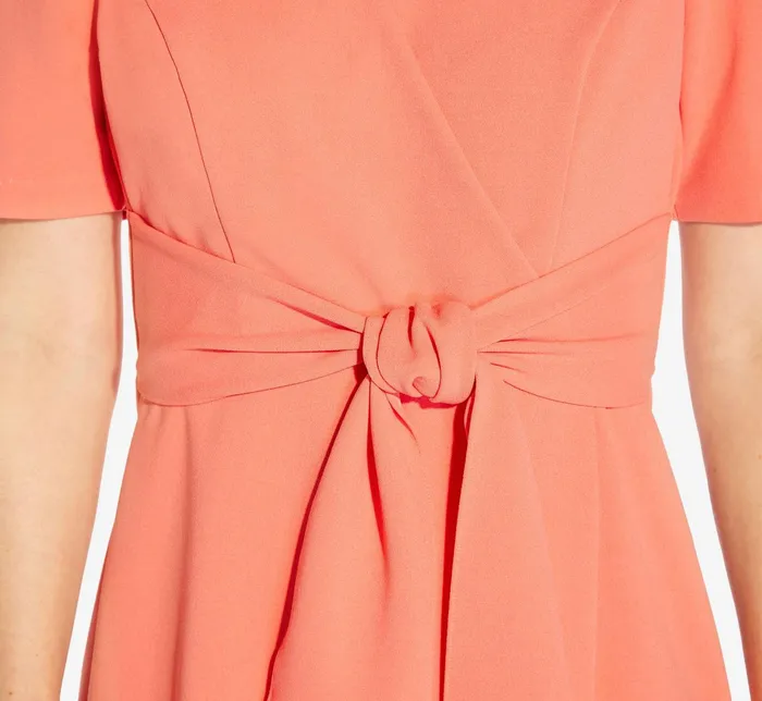 Adrianna Papell Plus Size Crepe TieFront ALine Short Wrap Dress In Peach Blossom Peach Blossom Women Day Dresses Adrianna Papell Plus Size Crepe TieFront ALine Short Wrap Dress In Peach Blossom Peach Blossom Women Day Dresses