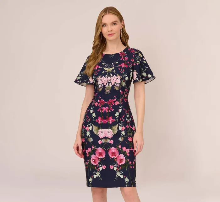 Adrianna Papell Plus Size FloralPrint Crepe MidiLength Sheath Dress In Navy Multi Navy Multi Women Day Dresses Adrianna Papell Plus Size FloralPrint Crepe MidiLength Sheath Dress In Navy Multi Navy Multi Women Day Dresses