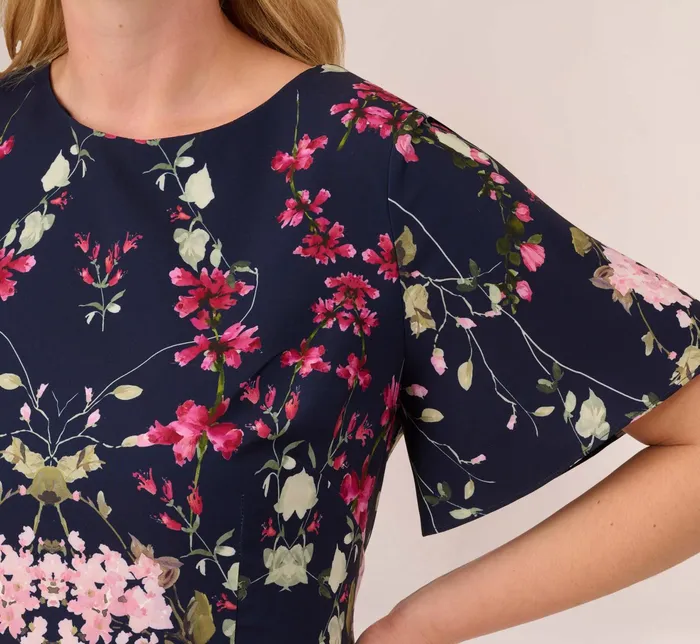 Adrianna Papell Plus Size FloralPrint Crepe MidiLength Sheath Dress In Navy Multi Navy Multi Women Day Dresses Adrianna Papell Plus Size FloralPrint Crepe MidiLength Sheath Dress In Navy Multi Navy Multi Women Day Dresses