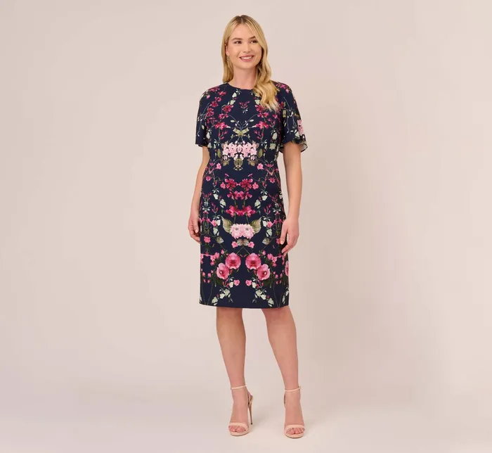 Adrianna Papell Plus Size FloralPrint Crepe MidiLength Sheath Dress In Navy Multi Navy Multi Women Day Dresses Adrianna Papell Plus Size FloralPrint Crepe MidiLength Sheath Dress In Navy Multi Navy Multi Women Day Dresses
