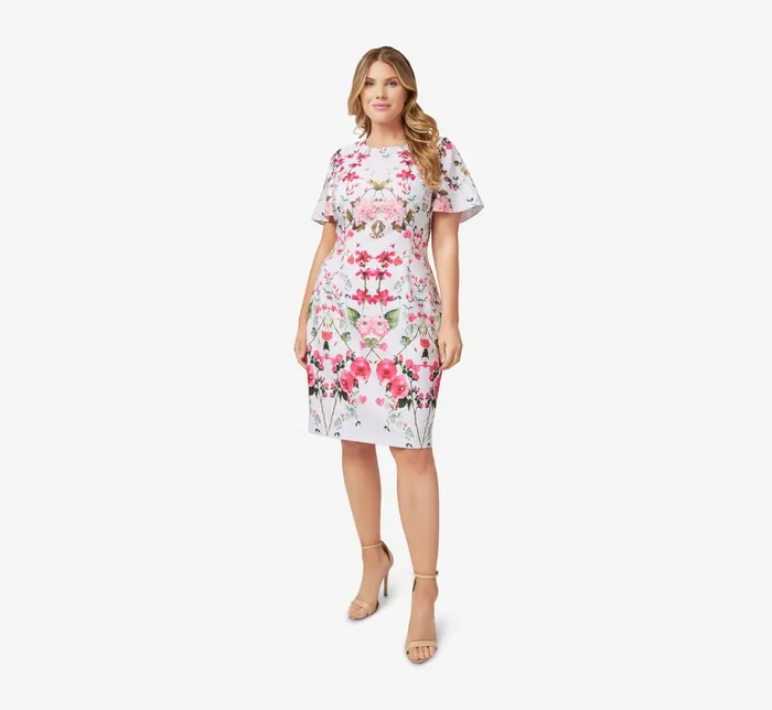 Adrianna Papell Plus Size FloralPrint Crepe MidiLength Sheath Dress In Navy Multi Navy Multi Women Day Dresses Adrianna Papell Plus Size FloralPrint Crepe MidiLength Sheath Dress In Navy Multi Navy Multi Women Day Dresses