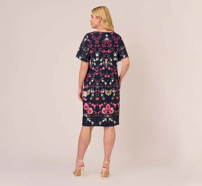 Adrianna Papell Plus Size FloralPrint Crepe MidiLength Sheath Dress In Navy Multi Navy Multi Women Day Dresses Adrianna Papell Plus Size FloralPrint Crepe MidiLength Sheath Dress In Navy Multi Navy Multi Women Day Dresses