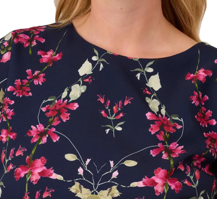Adrianna Papell Plus Size FloralPrint Crepe MidiLength Sheath Dress In Navy Multi Navy Multi Women Day Dresses Adrianna Papell Plus Size FloralPrint Crepe MidiLength Sheath Dress In Navy Multi Navy Multi Women Day Dresses
