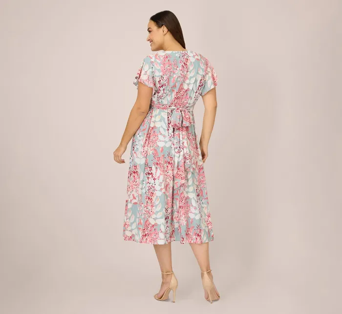 Adrianna Papell Plus Size FloralPrint FitAndFlare MidiLength Chiffon Dress In Aqua Multi Aqua Multi Women Day Dresses Adrianna Papell Plus Size FloralPrint FitAndFlare MidiLength Chiffon Dress In Aqua Multi Aqua Multi Women Day Dresses