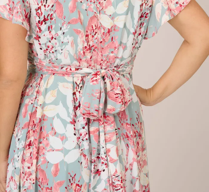 Adrianna Papell Plus Size FloralPrint FitAndFlare MidiLength Chiffon Dress In Aqua Multi Aqua Multi Women Day Dresses Adrianna Papell Plus Size FloralPrint FitAndFlare MidiLength Chiffon Dress In Aqua Multi Aqua Multi Women Day Dresses