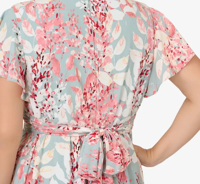 Adrianna Papell Plus Size FloralPrint FitAndFlare MidiLength Chiffon Dress In Aqua Multi Aqua Multi Women Day Dresses Adrianna Papell Plus Size FloralPrint FitAndFlare MidiLength Chiffon Dress In Aqua Multi Aqua Multi Women Day Dresses