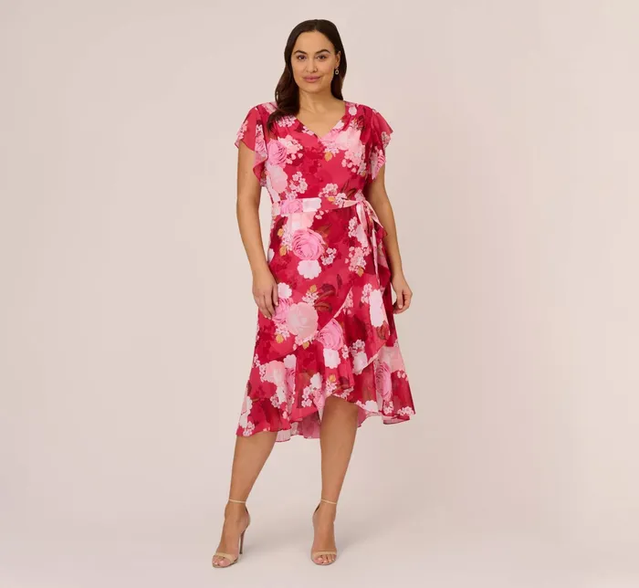 Adrianna Papell Plus Size Floral Print Smocked Chiffon Short Dress In Pink Multi Pink Multi Women Floral Dresses Adrianna Papell Plus Size Floral Print Smocked Chiffon Short Dress In Pink Multi Pink Multi Women Floral Dresses