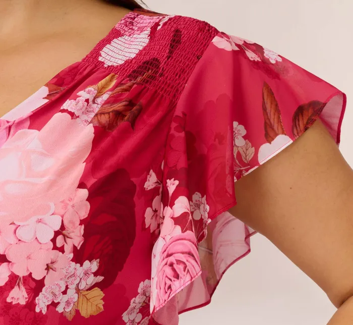 Adrianna Papell Plus Size Floral Print Smocked Chiffon Short Dress In Pink Multi Pink Multi Women Floral Dresses Adrianna Papell Plus Size Floral Print Smocked Chiffon Short Dress In Pink Multi Pink Multi Women Floral Dresses