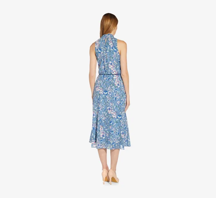Adrianna Papell Plus Size FloralPrint TieNeck MidiLength Chiffon Halter Dress In Blue Multi Blue Multi Women Floral Dresses Adrianna Papell Plus Size FloralPrint TieNeck MidiLength Chiffon Halter Dress In Blue Multi Blue Multi Women Floral Dresses