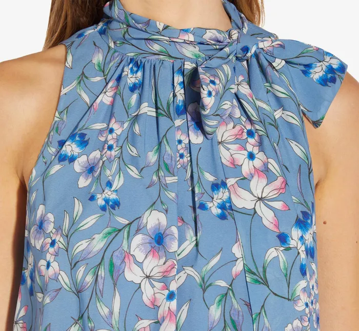 Adrianna Papell Plus Size FloralPrint TieNeck MidiLength Chiffon Halter Dress In Blue Multi Blue Multi Women Floral Dresses Adrianna Papell Plus Size FloralPrint TieNeck MidiLength Chiffon Halter Dress In Blue Multi Blue Multi Women Floral Dresses