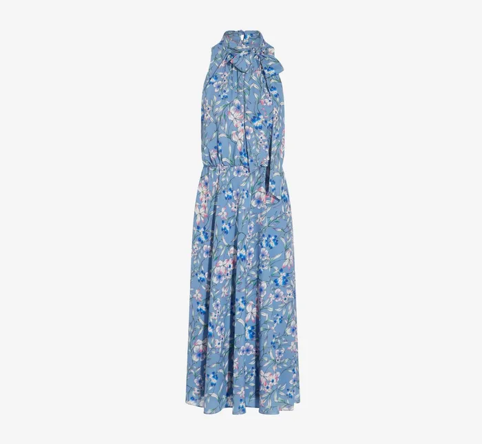Adrianna Papell Plus Size FloralPrint TieNeck MidiLength Chiffon Halter Dress In Blue Multi Blue Multi Women Floral Dresses Adrianna Papell Plus Size FloralPrint TieNeck MidiLength Chiffon Halter Dress In Blue Multi Blue Multi Women Floral Dresses