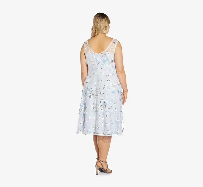 Adrianna Papell Plus Size PetalEmbroidered Cocktail Dress In Clearwater Ivory ClearwaterIvory Women Cocktail Dresses