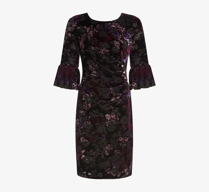 Adrianna Papell Plus Size Printed Velvet Sheath Dress With Bell Sleeves In Purple Multi Purple Multi Women Day Dresses Adrianna Papell Plus Size Printed Velvet Sheath Dress With Bell Sleeves In Purple Multi Purple Multi Women Day Dresses