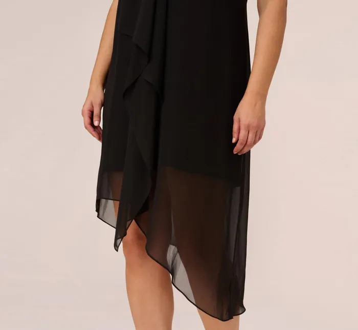 Adrianna Papell Plus Size Sleeveless Chiffon Dress With Cascading Details In Black Black Women Short Dresses Adrianna Papell Plus Size Sleeveless Chiffon Dress With Cascading Details In Black Black Women Short Dresses