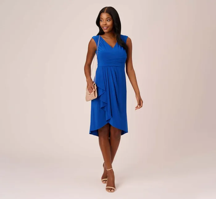 Adrianna Papell Plus Size Stretch Matte Jersey Draped Asymmetrical Short Dress In Rich Royal Rich Royal Women Day Dresses Adrianna Papell Plus Size Stretch Matte Jersey Draped Asymmetrical Short Dress In Rich Royal Rich Royal Women Day Dresses