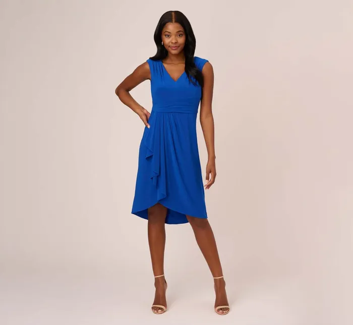 Adrianna Papell Plus Size Stretch Matte Jersey Draped Asymmetrical Short Dress In Rich Royal Rich Royal Women Day Dresses Adrianna Papell Plus Size Stretch Matte Jersey Draped Asymmetrical Short Dress In Rich Royal Rich Royal Women Day Dresses