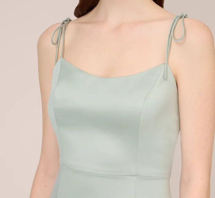 Adrianna Papell Satin Crepe Long Gown In Willow Willow Women Long Dresses Adrianna Papell Satin Crepe Long Gown In Willow Willow Women Long Dresses