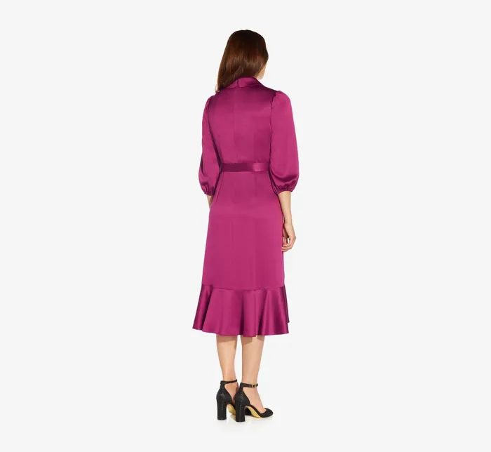 Adrianna Papell Satin Crepe Tuxedo Wrap Dress In Red Plum Red Plum Women Day Dresses Adrianna Papell Satin Crepe Tuxedo Wrap Dress In Red Plum Red Plum Women Day Dresses
