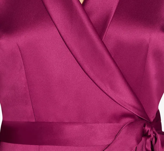 Adrianna Papell Satin Crepe Tuxedo Wrap Dress In Red Plum Red Plum Women Day Dresses Adrianna Papell Satin Crepe Tuxedo Wrap Dress In Red Plum Red Plum Women Day Dresses
