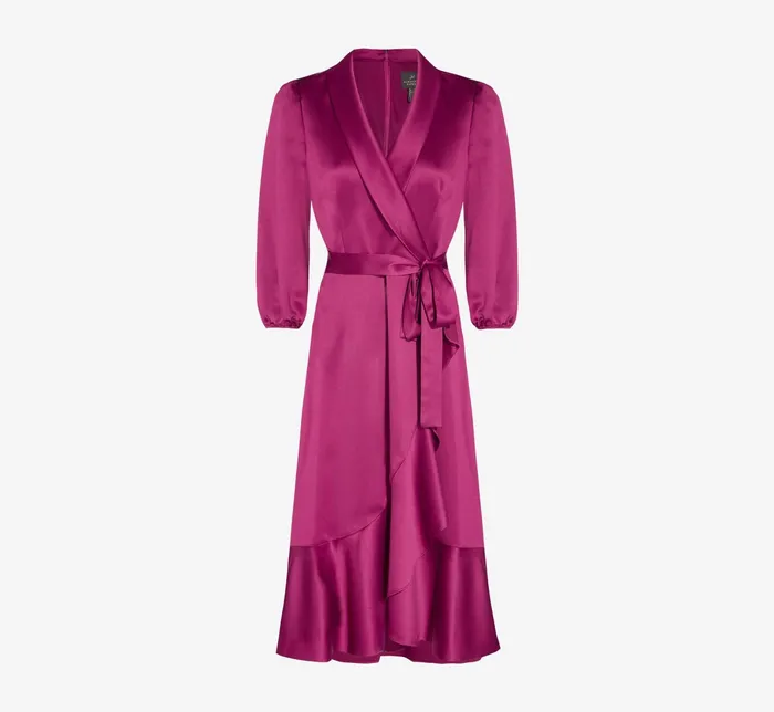 Adrianna Papell Satin Crepe Tuxedo Wrap Dress In Red Plum Red Plum Women Day Dresses Adrianna Papell Satin Crepe Tuxedo Wrap Dress In Red Plum Red Plum Women Day Dresses