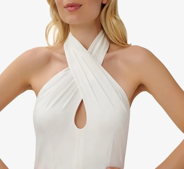Adrianna Papell Satin Crisscross Halter MidiLength Cocktail Dress In Ivory Ivory Women Cocktail Dresses Adrianna Papell Satin Crisscross Halter MidiLength Cocktail Dress In Ivory Ivory Women Cocktail Dresses