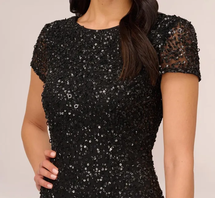 Adrianna Papell Scoop Back Sequin Gown In Black Black Women Long Dresses Adrianna Papell Scoop Back Sequin Gown In Black Black Women Long Dresses