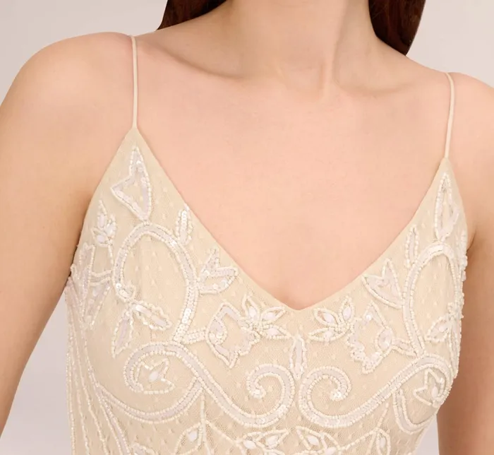 Adrianna Papell Sequin Beaded Sheath Dress With Corset Back In Ivory Pearl IvoryPearl Women Short Wedding Dresses Adrianna Papell Sequin Beaded Sheath Dress With Corset Back In Ivory Pearl IvoryPearl Women Short Wedding Dresses