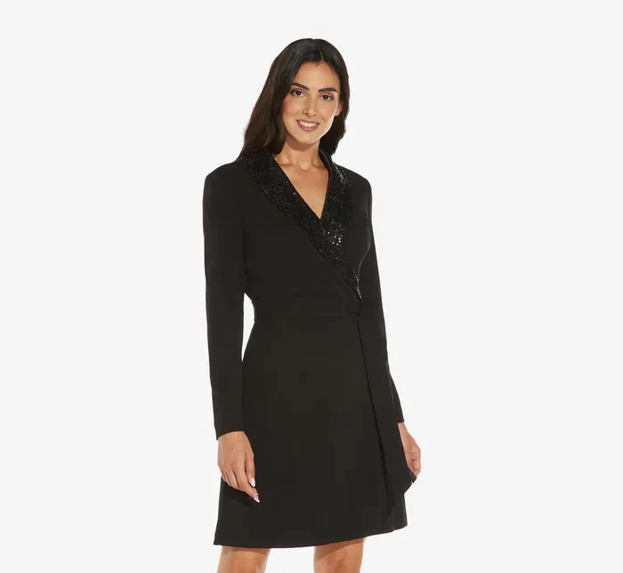Adrianna Papell Sequin Collar Tuxedo Dress In Black Black Women Cocktail Dresses Adrianna Papell Sequin Collar Tuxedo Dress In Black Black Women Cocktail Dresses