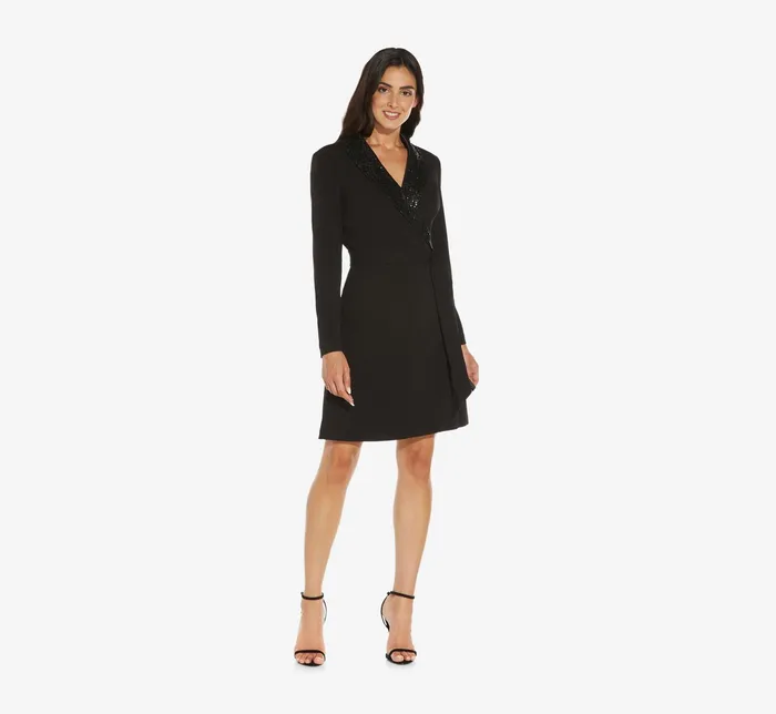 Adrianna Papell Sequin Collar Tuxedo Dress In Black Black Women Cocktail Dresses Adrianna Papell Sequin Collar Tuxedo Dress In Black Black Women Cocktail Dresses