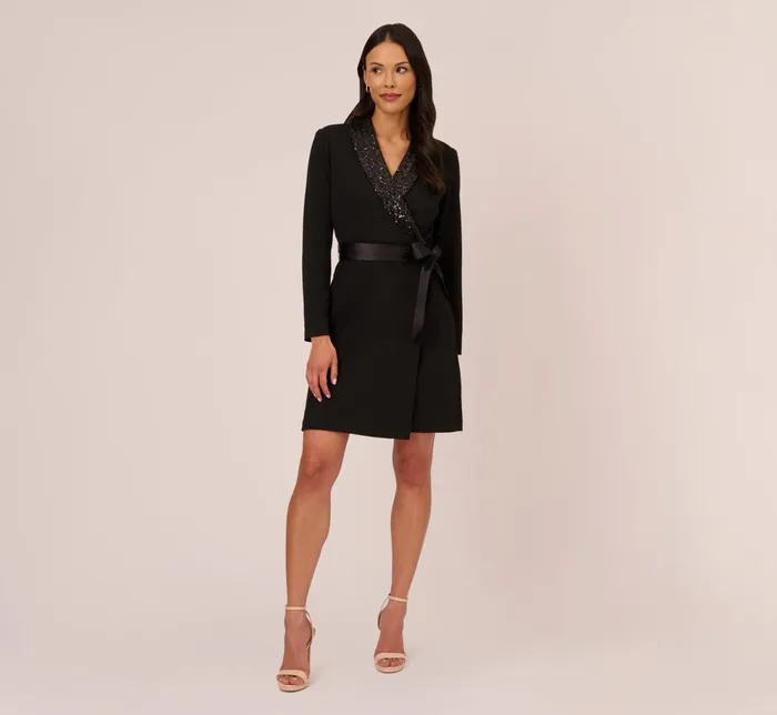 Adrianna Papell Sequin Collar Tuxedo Dress In Black Black Women Cocktail Dresses Adrianna Papell Sequin Collar Tuxedo Dress In Black Black Women Cocktail Dresses