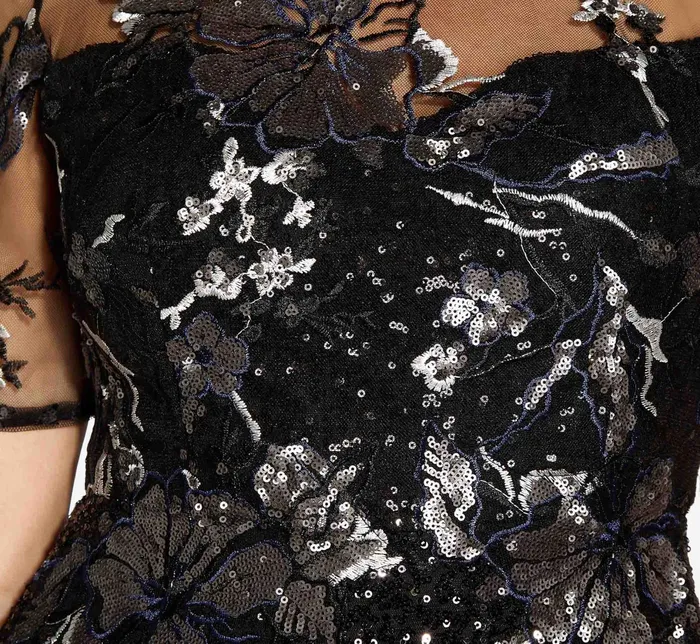 Adrianna Papell Sequin Embroidered Gown In Black Gunmetal BlackGunmetal Women Long Dresses Adrianna Papell Sequin Embroidered Gown In Black Gunmetal BlackGunmetal Women Long Dresses