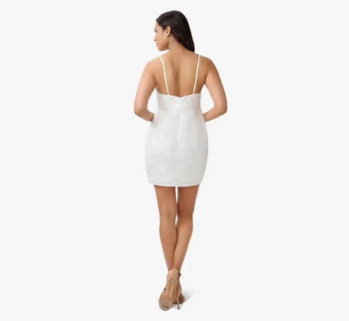Adrianna Papell Sequined Sheath Short Cocktail Dress In Ivory Ivory Women Short Wedding Dresses Adrianna Papell Sequined Sheath Short Cocktail Dress In Ivory Ivory Women Short Wedding Dresses