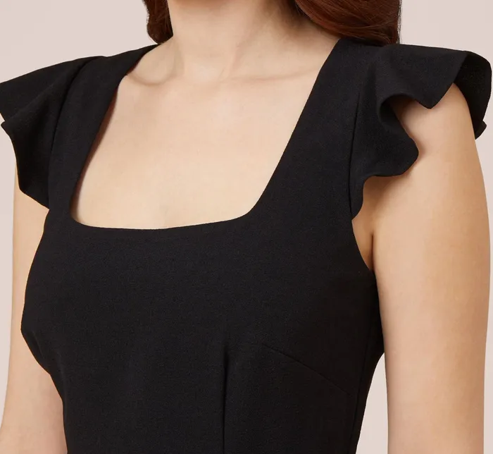 Adrianna Papell Short Flutter Sleeve Dress With Tie Waist In Black Black Women Day Dresses Adrianna Papell Short Flutter Sleeve Dress With Tie Waist In Black Black Women Day Dresses