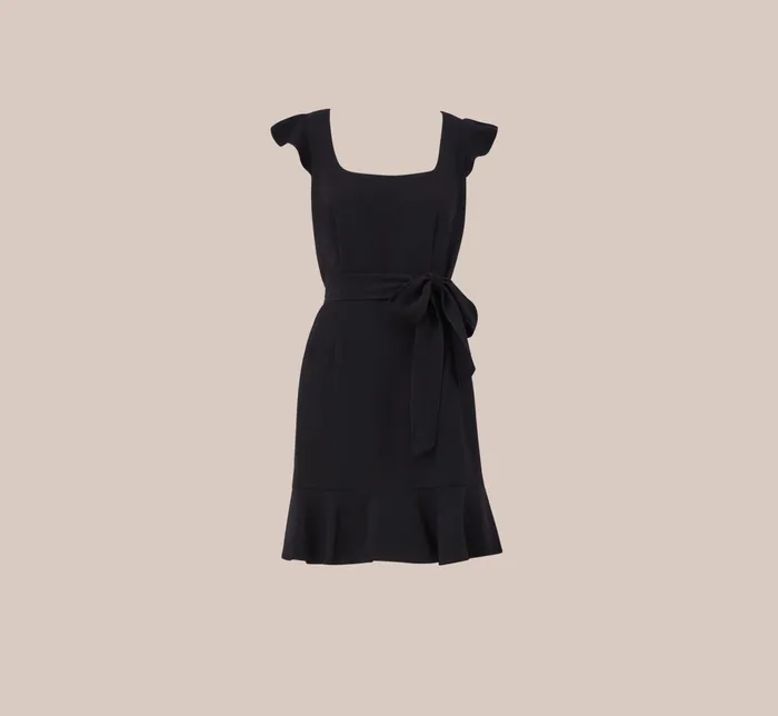 Adrianna Papell Short Flutter Sleeve Dress With Tie Waist In Black Black Women Day Dresses Adrianna Papell Short Flutter Sleeve Dress With Tie Waist In Black Black Women Day Dresses