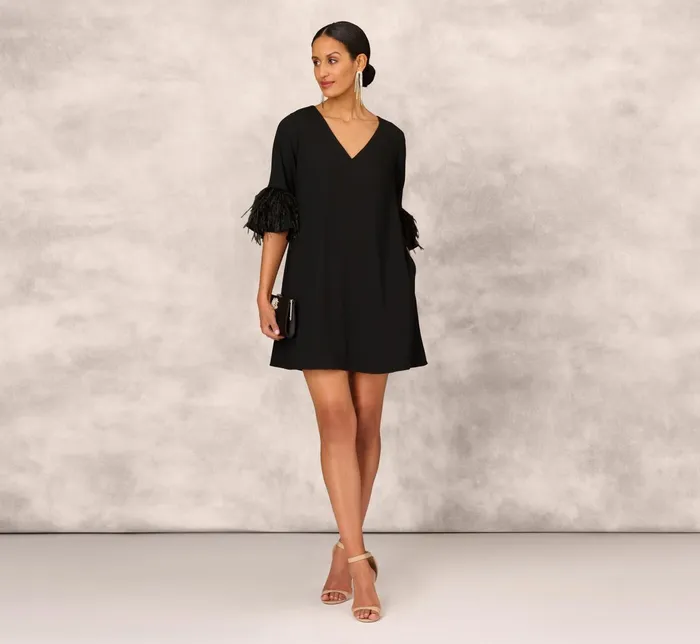 Adrianna Papell Short Trapeze Dress In Black Black Women Short Dresses Adrianna Papell Short Trapeze Dress In Black Black Women Short Dresses